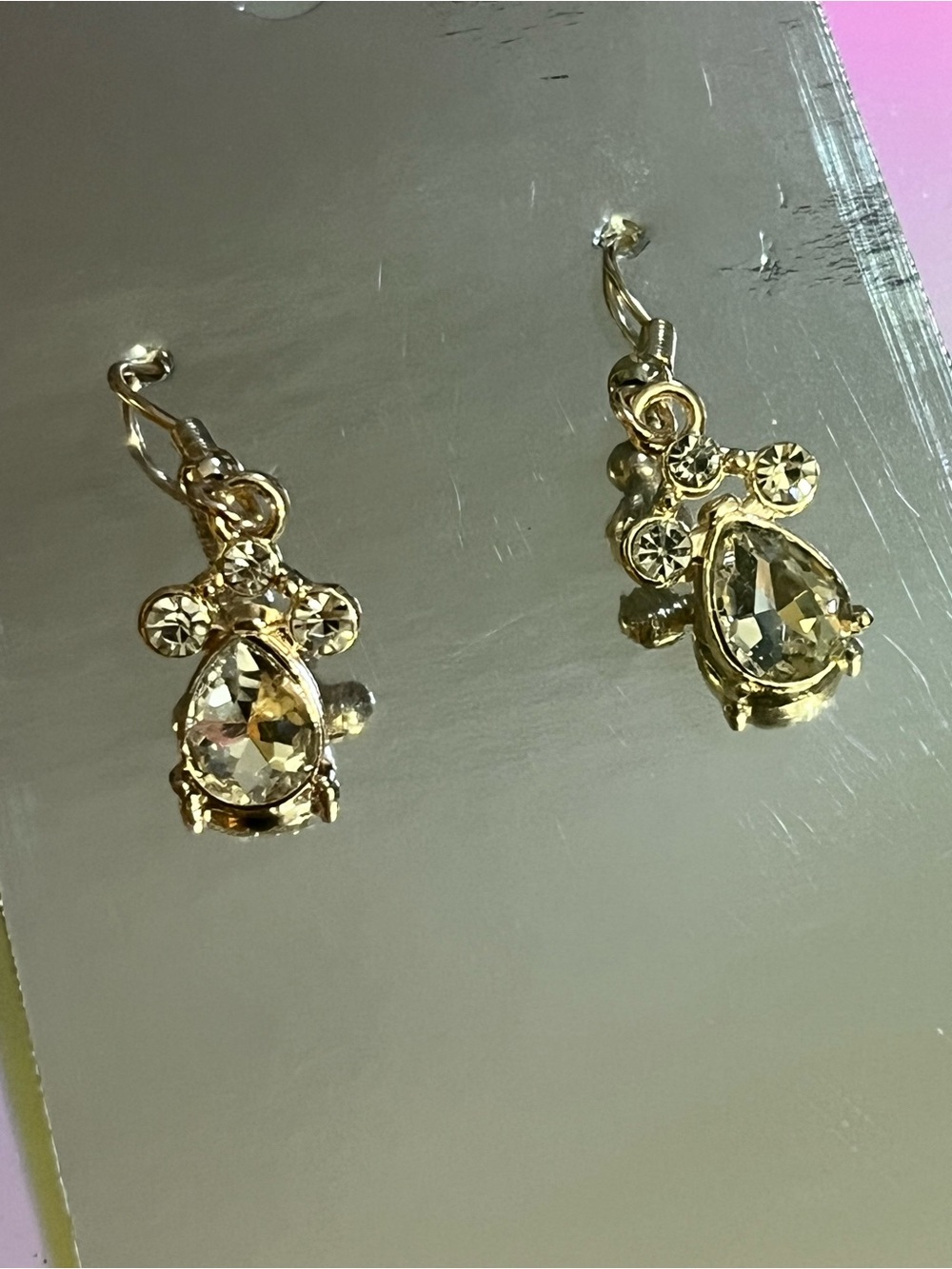 Gold Teardrop Crystal Dangle Earrings - Sparkling Gold Drop Earrings